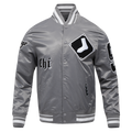 MLB CHICAGO WHITE SOX OLD ENGLISH MEN'S RIB SATIN JACKET (GRAY)