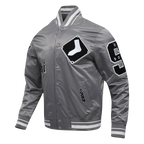 MLB CHICAGO WHITE SOX OLD ENGLISH MEN'S RIB SATIN JACKET (GRAY)