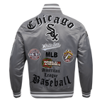 MLB CHICAGO WHITE SOX OLD ENGLISH MEN'S RIB SATIN JACKET (GRAY)