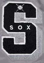 MLB CHICAGO WHITE SOX OLD ENGLISH MEN'S RIB SATIN JACKET (GRAY)