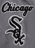 MLB CHICAGO WHITE SOX OLD ENGLISH MEN'S RIB SATIN JACKET (GRAY)