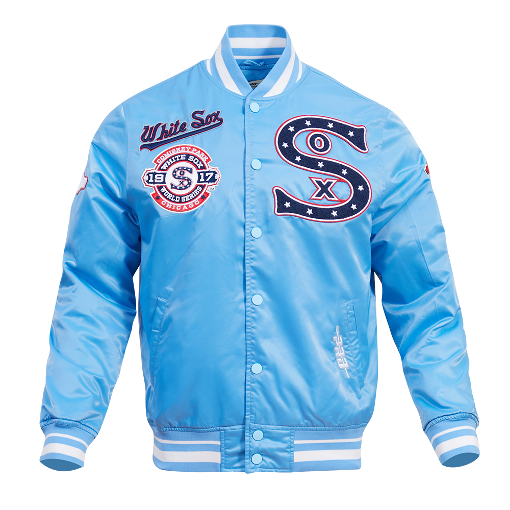 MLB CHICAGO WHITE SOX RETRO CLASSIC MEN'S RIB SATIN JACKET (UNIVERSITY BLUE)