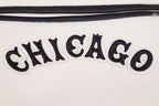 MLB CHICAGO WHITE SOX RETRO CLASSIC BLOUSON COLLÉGIAL EN LAINE À BORDS CÔTELÉS POUR HOMME (COQUILLE D'ŒUF/NOIR)