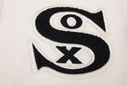 MLB CHICAGO WHITE SOX RETRO CLASSIC BLOUSON COLLÉGIAL EN LAINE À BORDS CÔTELÉS POUR HOMME (COQUILLE D'ŒUF/NOIR)