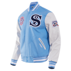 MLB CHICAGO WHITE SOX RETRO CLASSIC MEN'S RIB WOOL VARSITY JACKET (UNIVERSITY BLUE/WHITE)