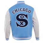 MLB CHICAGO WHITE SOX RETRO CLASSIC MEN'S RIB WOOL VARSITY JACKET (UNIVERSITY BLUE/WHITE)