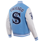MLB CHICAGO WHITE SOX RETRO CLASSIC MEN'S RIB WOOL VARSITY JACKET (UNIVERSITY BLUE/WHITE)