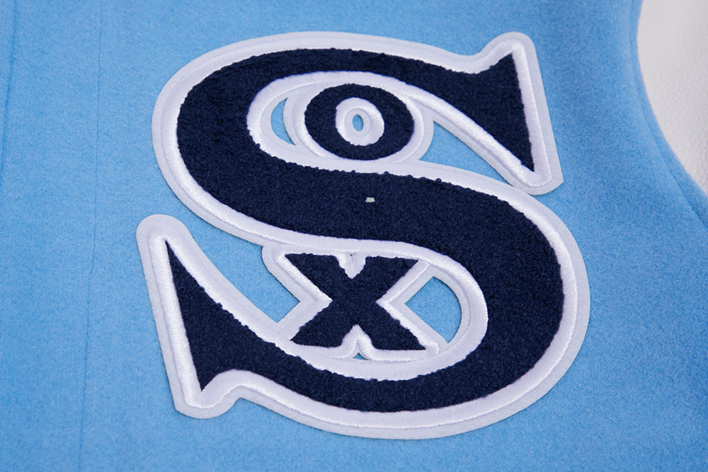 MLB CHICAGO WHITE SOX RETRO CLASSIC MEN'S RIB WOOL VARSITY JACKET (UNIVERSITY BLUE/WHITE)