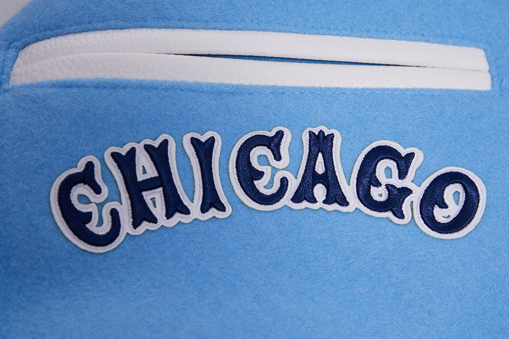 MLB CHICAGO WHITE SOX RETRO CLASSIC MEN'S RIB WOOL VARSITY JACKET (UNIVERSITY BLUE/WHITE)