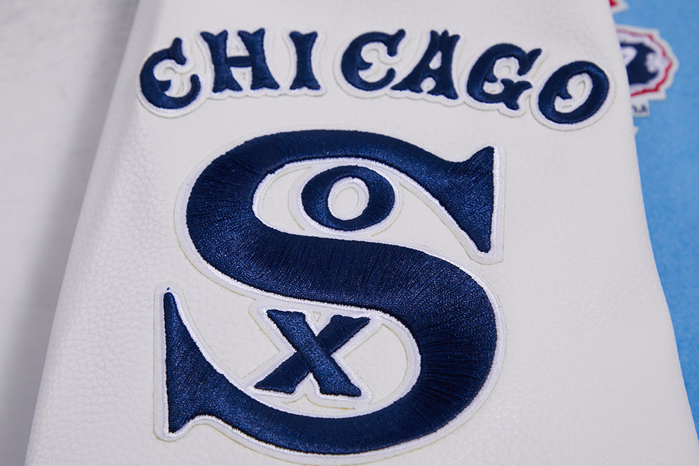 MLB CHICAGO WHITE SOX RETRO CLASSIC MEN'S RIB WOOL VARSITY JACKET (UNIVERSITY BLUE/WHITE)