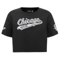 MLB CHICAGO WHITE SOX SCRIPT TAIL HAUT EN JERSEY SIMPLE À COUPE CARRÉE POUR FEMME (NOIR)