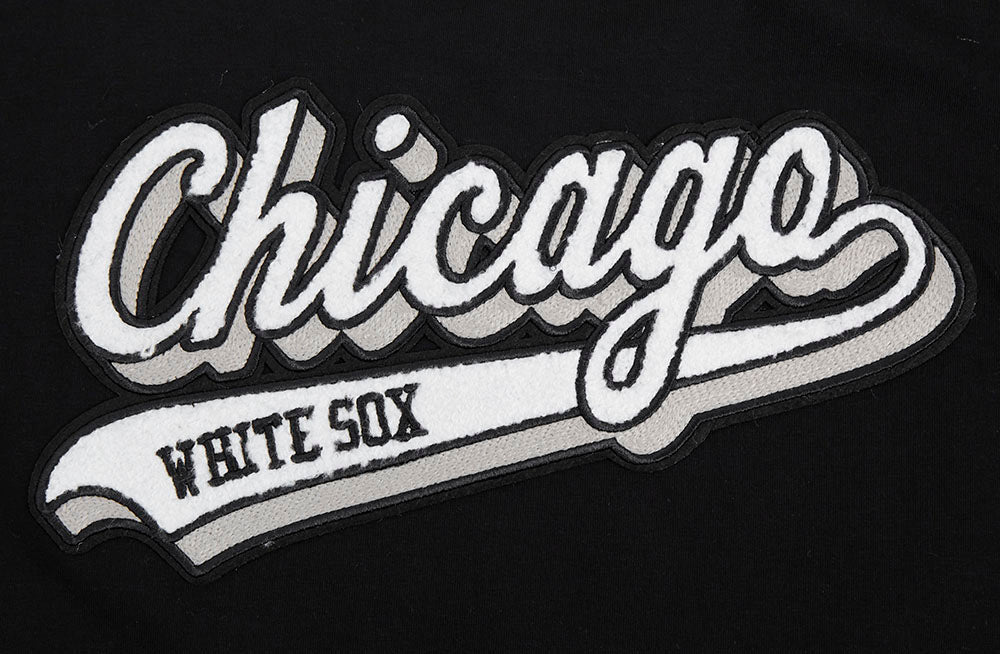 MLB CHICAGO WHITE SOX SCRIPT TAIL HAUT EN JERSEY SIMPLE À COUPE CARRÉE POUR FEMME (NOIR)