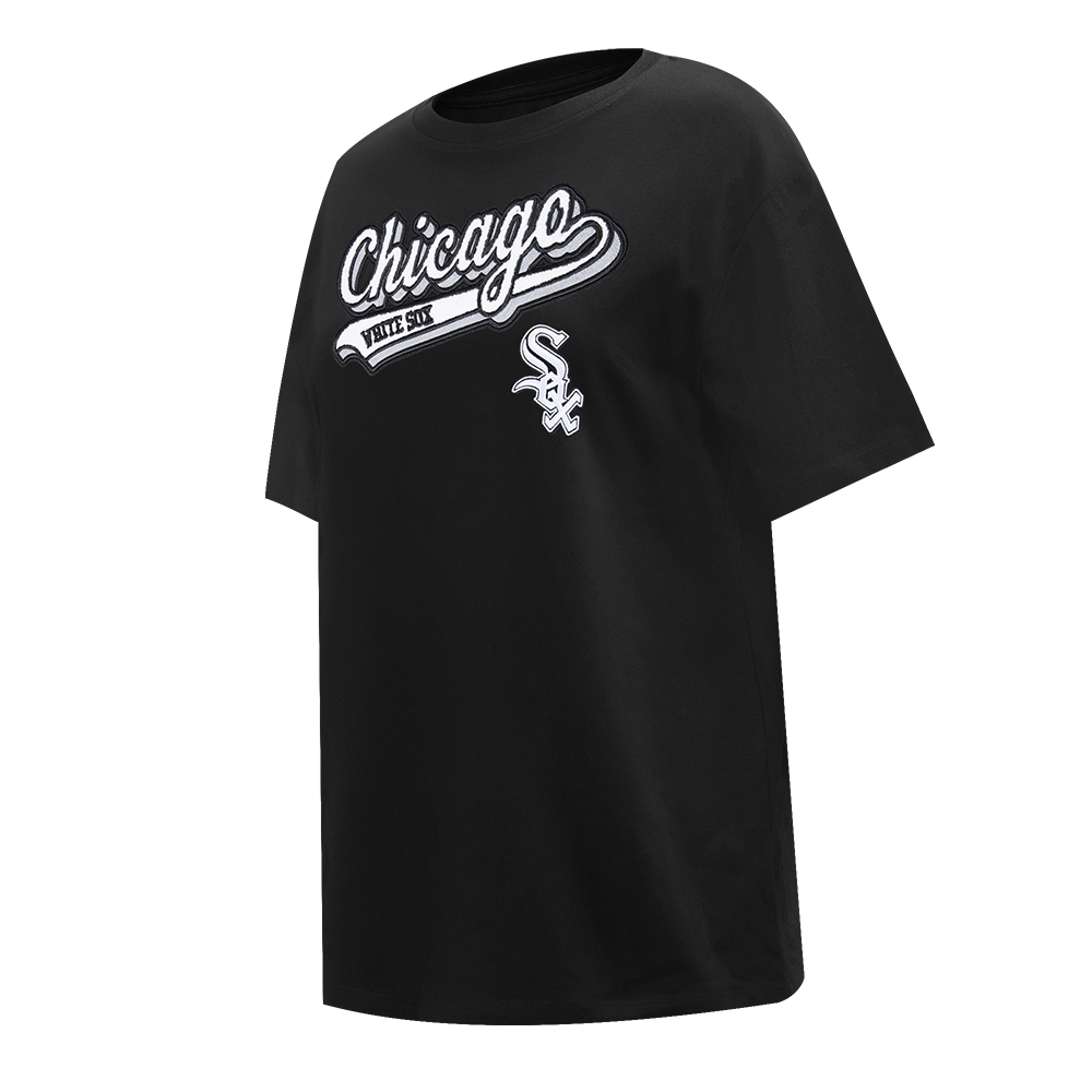 MLB CHICAGO WHITE SOX SCRIPT TAIL WOMEN'S BOYFRIEND TOP (BLACK)