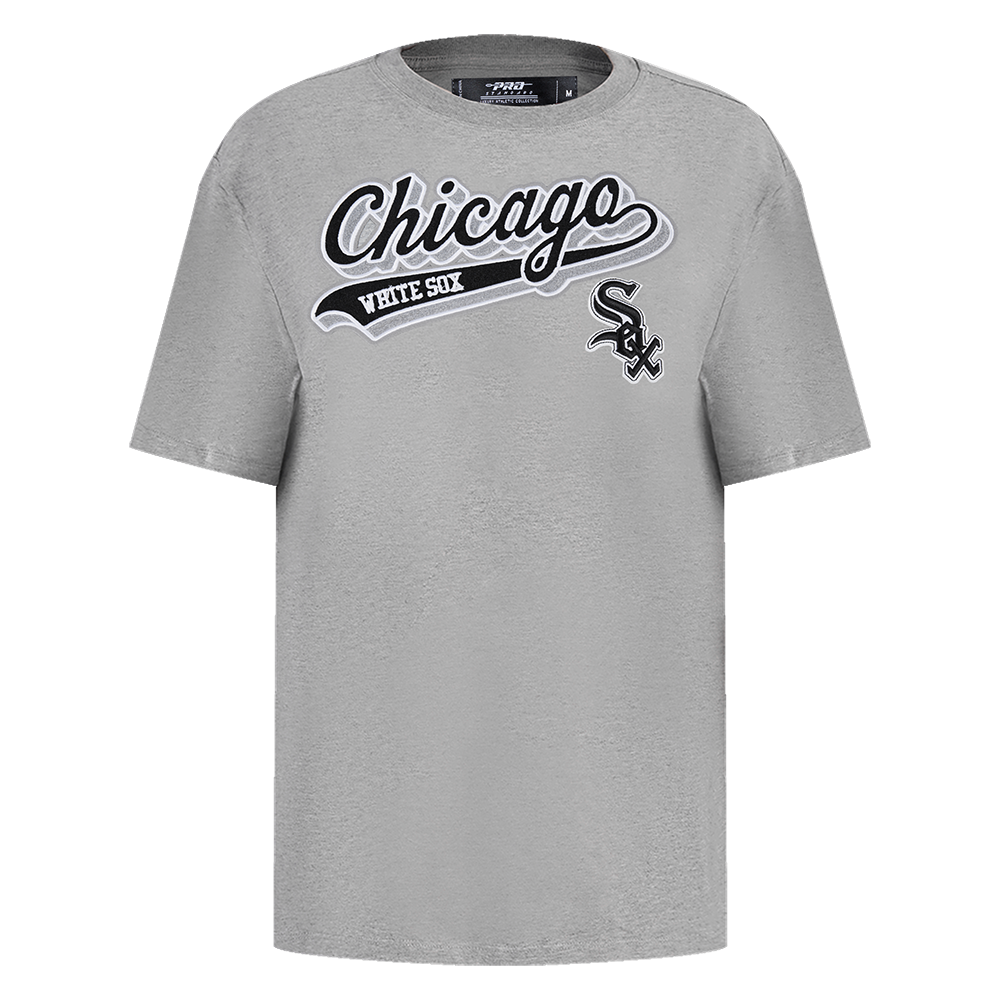 MLB CHICAGO WHITE SOX SCRIPT TAIL HAUT DE COUPE BOYFRIEND POUR FEMME (GRIS CHINÉ)