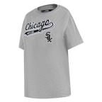 MLB CHICAGO WHITE SOX SCRIPT TAIL HAUT DE COUPE BOYFRIEND POUR FEMME (GRIS CHINÉ)