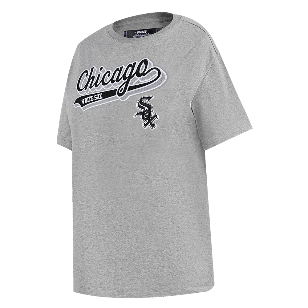 MLB CHICAGO WHITE SOX SCRIPT TAIL HAUT DE COUPE BOYFRIEND POUR FEMME (GRIS CHINÉ)