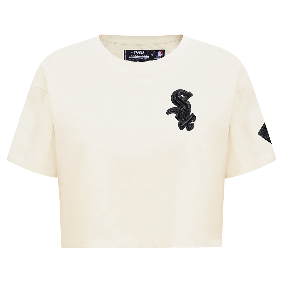 MLB CHICAGO WHITE SOX TRIPLE TONAL T-SHIRT EN JERSEY SIMPLE À COUPE CARRÉE POUR FEMME (COQUILLE D'ŒUF)