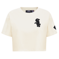 MLB CHICAGO WHITE SOX TRIPLE TONAL T-SHIRT EN JERSEY SIMPLE À COUPE CARRÉE POUR FEMME (COQUILLE D'ŒUF)