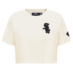 MLB CHICAGO WHITE SOX TRIPLE TONAL T-SHIRT EN JERSEY SIMPLE À COUPE CARRÉE POUR FEMME (COQUILLE D'ŒUF)