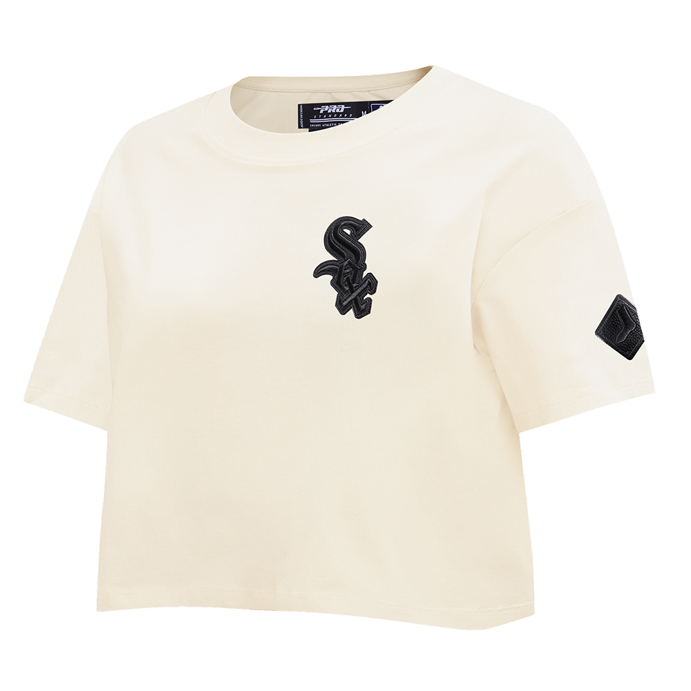MLB CHICAGO WHITE SOX TRIPLE TONAL T-SHIRT EN JERSEY SIMPLE À COUPE CARRÉE POUR FEMME (COQUILLE D'ŒUF)