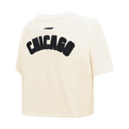 MLB CHICAGO WHITE SOX TRIPLE TONAL T-SHIRT EN JERSEY SIMPLE À COUPE CARRÉE POUR FEMME (COQUILLE D'ŒUF)