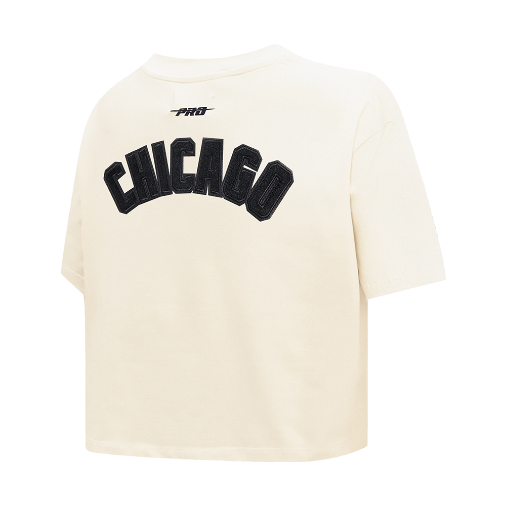MLB CHICAGO WHITE SOX TRIPLE TONAL T-SHIRT EN JERSEY SIMPLE À COUPE CARRÉE POUR FEMME (COQUILLE D'ŒUF)