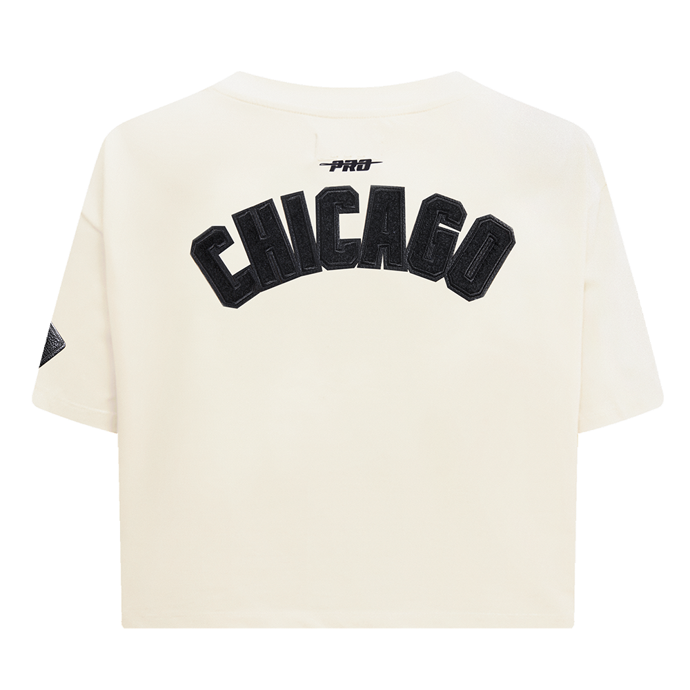MLB CHICAGO WHITE SOX TRIPLE TONAL T-SHIRT EN JERSEY SIMPLE À COUPE CARRÉE POUR FEMME (COQUILLE D'ŒUF)