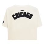 MLB CHICAGO WHITE SOX TRIPLE TONAL T-SHIRT EN JERSEY SIMPLE À COUPE CARRÉE POUR FEMME (COQUILLE D'ŒUF)