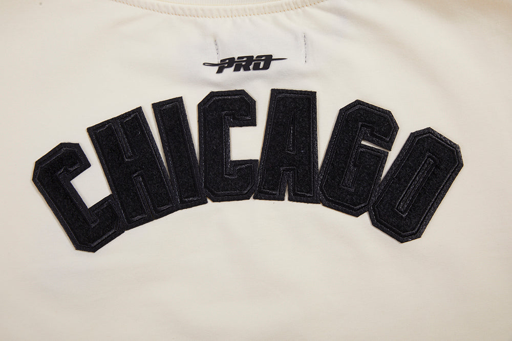 MLB CHICAGO WHITE SOX TRIPLE TONAL T-SHIRT EN JERSEY SIMPLE À COUPE CARRÉE POUR FEMME (COQUILLE D'ŒUF)