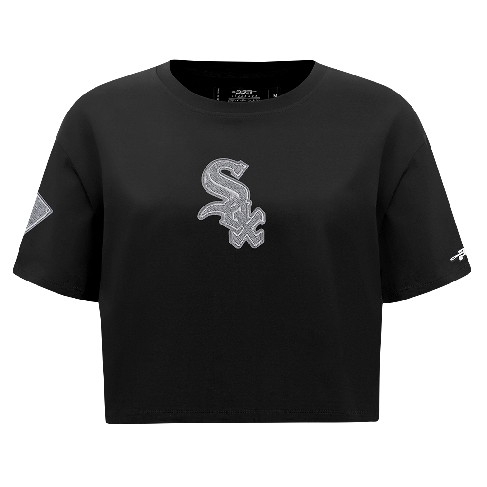 MLB CHICAGO WHITE SOX REVERSE FRENCH TERRY HAUT EN JERSEY SIMPLE À COUPE CARRÉE POUR FEMME (NOIR)