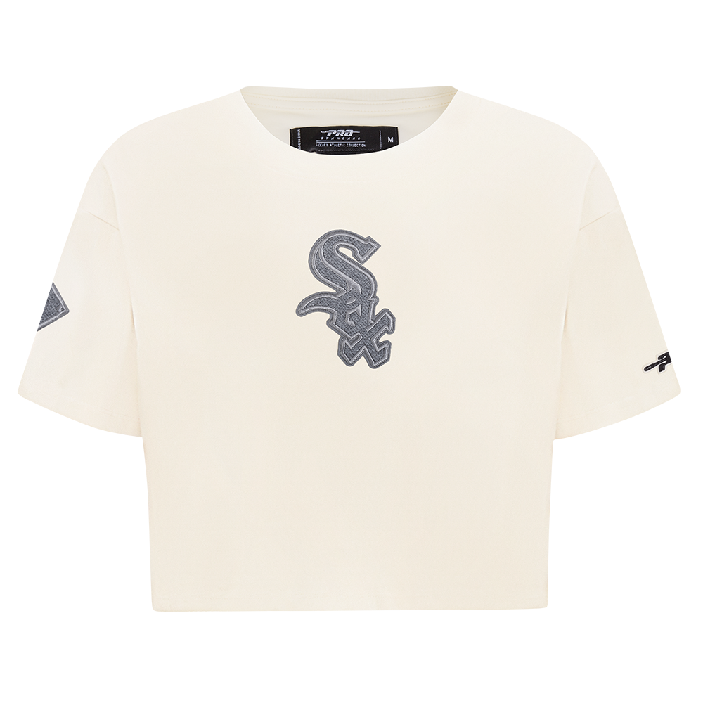 MLB CHICAGO WHITE SOX REVERSE FRENCH TERRY HAUT EN JERSEY SIMPLE À COUPE CARRÉE POUR FEMME (COQUILLE D'ŒUF)