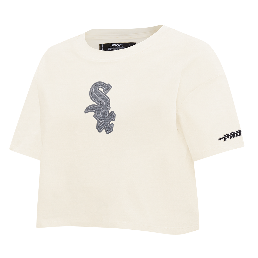 MLB CHICAGO WHITE SOX REVERSE FRENCH TERRY HAUT EN JERSEY SIMPLE À COUPE CARRÉE POUR FEMME (COQUILLE D'ŒUF)