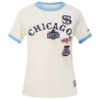 MLB CHICAGO WHITE SOX RETRO CASCADE HAUT À BORDURES CONTRASTANTES POUR FEMME (COQUILLE D'ŒUF/BLEU UNIVERSITÉ)