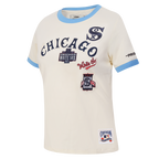 MLB CHICAGO WHITE SOX RETRO CASCADE HAUT À BORDURES CONTRASTANTES POUR FEMME (COQUILLE D'ŒUF/BLEU UNIVERSITÉ)