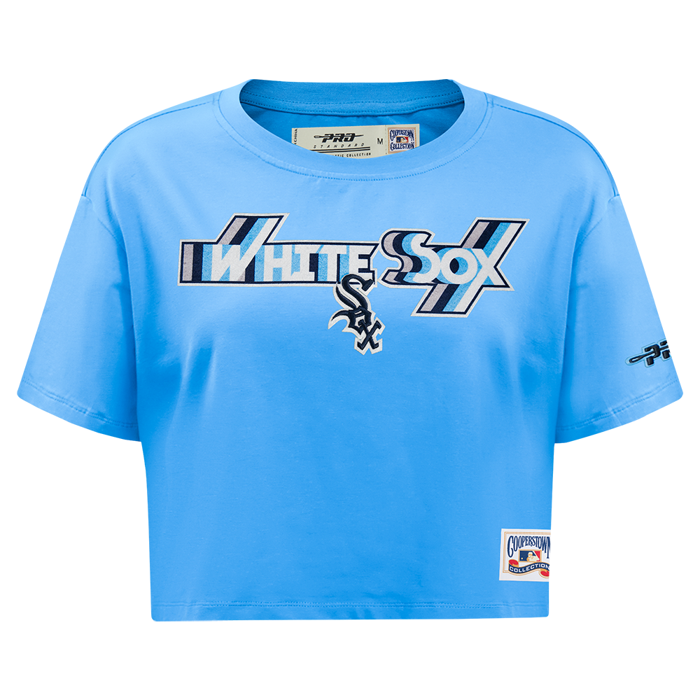 MLB CHICAGO WHITE SOX RETRO ELEVATION HAUT EN JERSEY SIMPLE À COUPE CARRÉE POUR FEMME (BLEU UNIVERSITÉ)