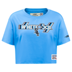 MLB CHICAGO WHITE SOX RETRO ELEVATION HAUT EN JERSEY SIMPLE À COUPE CARRÉE POUR FEMME (BLEU UNIVERSITÉ)