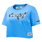MLB CHICAGO WHITE SOX RETRO ELEVATION HAUT EN JERSEY SIMPLE À COUPE CARRÉE POUR FEMME (BLEU UNIVERSITÉ)