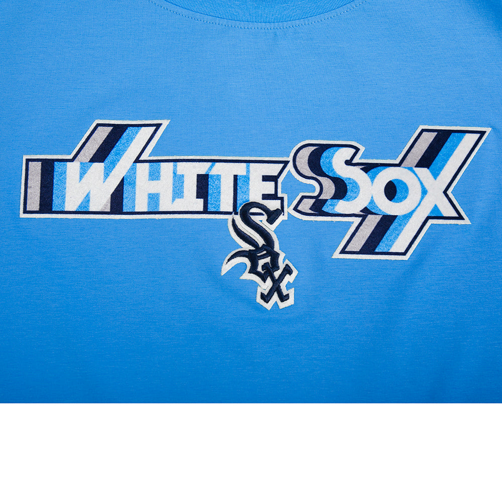 MLB CHICAGO WHITE SOX RETRO ELEVATION HAUT EN JERSEY SIMPLE À COUPE CARRÉE POUR FEMME (BLEU UNIVERSITÉ)