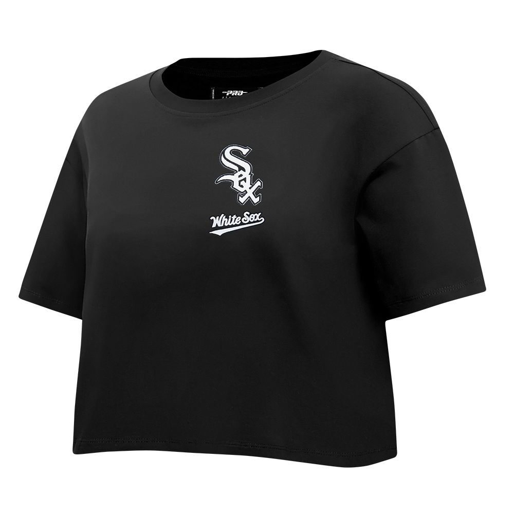MLB CHICAGO WHITE SOX CLASSIC CHENILLE WOMEN'S SJ BOXY TOP (BLACK)