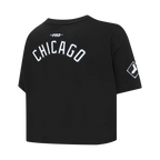 MLB CHICAGO WHITE SOX CLASSIC CHENILLE WOMEN'S SJ BOXY TOP (BLACK)