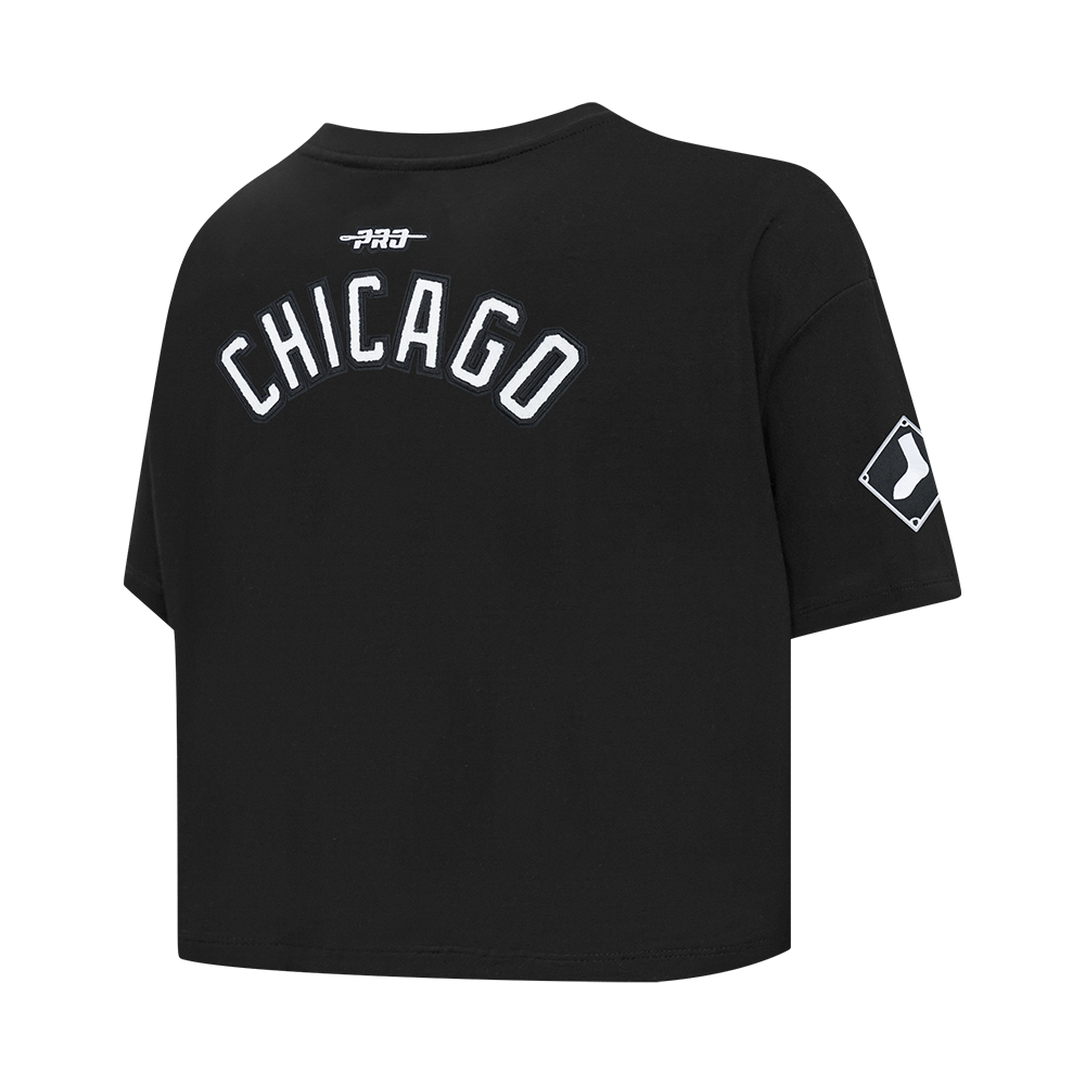 MLB CHICAGO WHITE SOX CLASSIC CHENILLE WOMEN'S SJ BOXY TOP (BLACK)