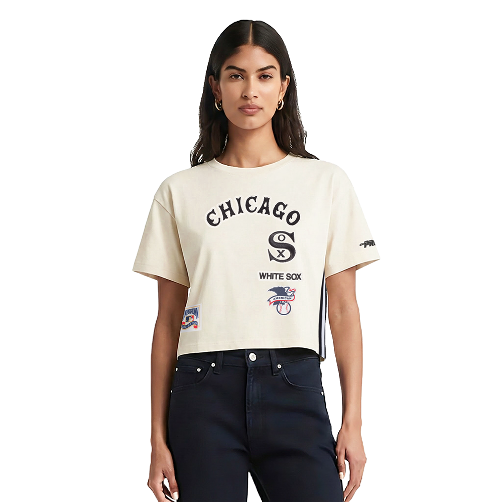 MLB CHICAGO WHITE SOX  RETRO CLASSIC WOMEN'S SJ BOXY TOP (EGGSHELL)