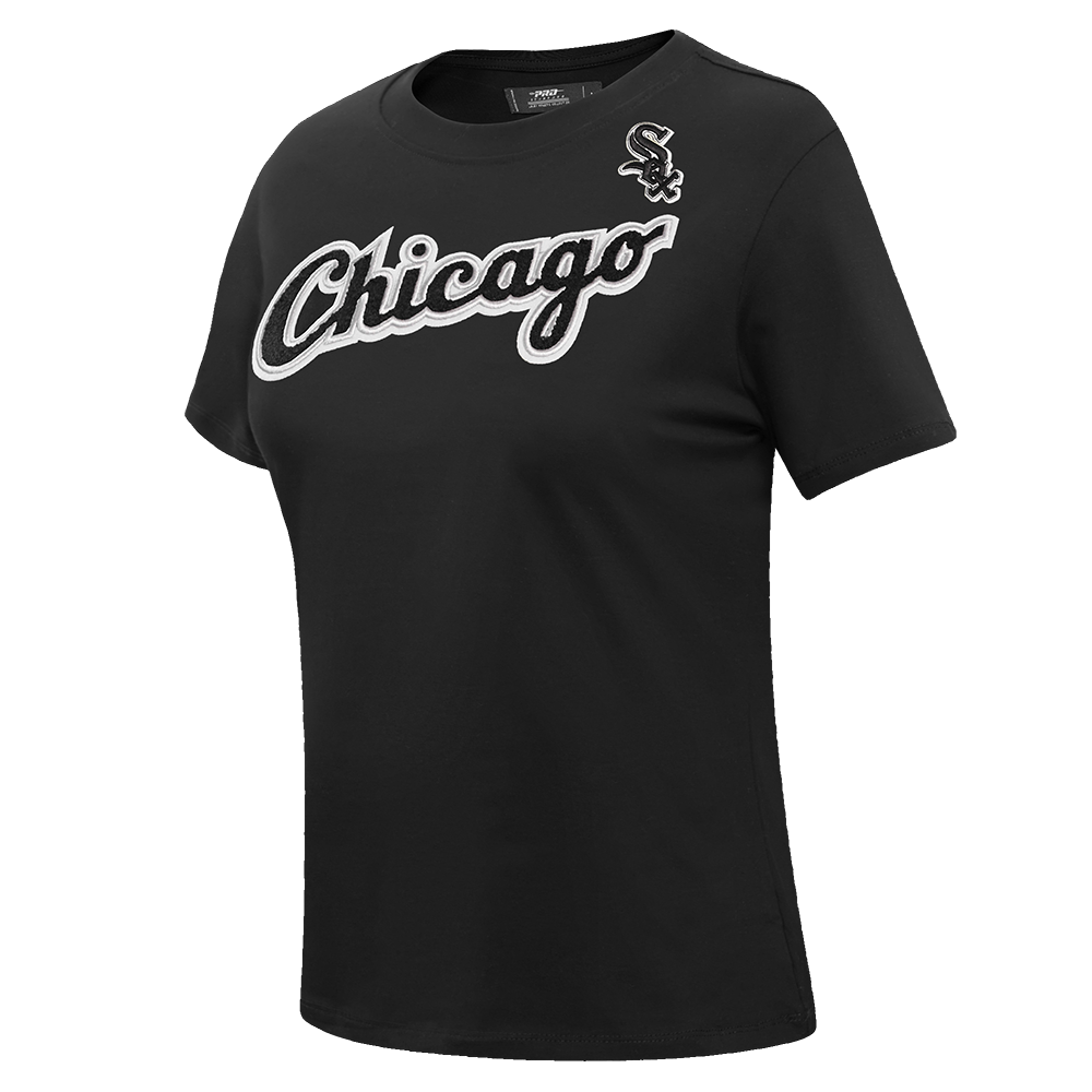 MLB CHICAGO WHITE SOX CLASSIC SHORT SLEEVE WOMEN'S SINGLE JERSEY SLIM FIT TOP (BLACK)
