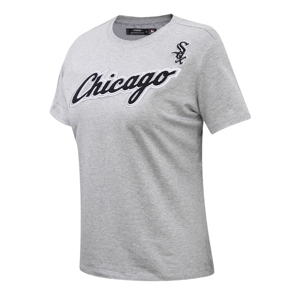 MLB CHICAGO WHITE SOX CLASSIC SHORT SLEEVE WOMEN'S SINGLE JERSEY SLIM FIT TOP (HEATHER GREY)