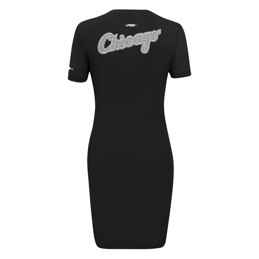 MLB CHICAGO WHITE SOX REVERSE FRENCH TERRY WOMEN'S BODYCON DRESS (BLACK)