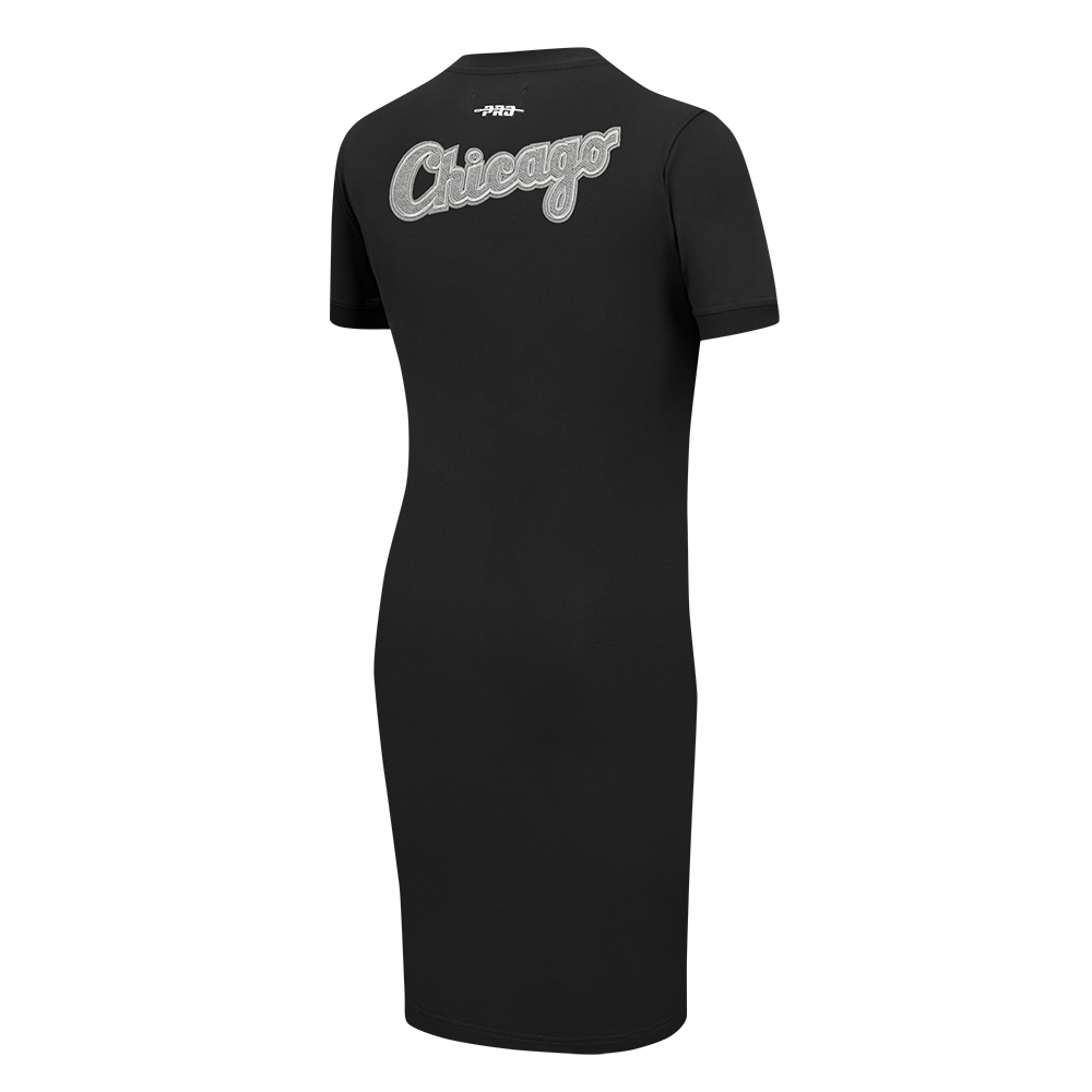 MLB CHICAGO WHITE SOX REVERSE FRENCH TERRY WOMEN'S BODYCON DRESS (BLACK)