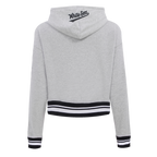 MLB CHICAGO WHITE SOX SCRIPT TAIL WOMEN'S RIB FLEECE CROPPED PULLOVER HOODIE (HEATHER GRAY/BLACK)