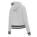 MLB CHICAGO WHITE SOX SCRIPT TAIL WOMEN'S RIB FLEECE CROPPED PULLOVER HOODIE (HEATHER GRAY/BLACK)