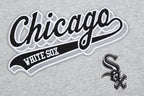 MLB CHICAGO WHITE SOX SCRIPT TAIL WOMEN'S RIB FLEECE CROPPED PULLOVER HOODIE (HEATHER GRAY/BLACK)