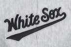 MLB CHICAGO WHITE SOX SCRIPT TAIL WOMEN'S RIB FLEECE CROPPED PULLOVER HOODIE (HEATHER GRAY/BLACK)
